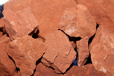 Red edible rocks from earthy goodies.